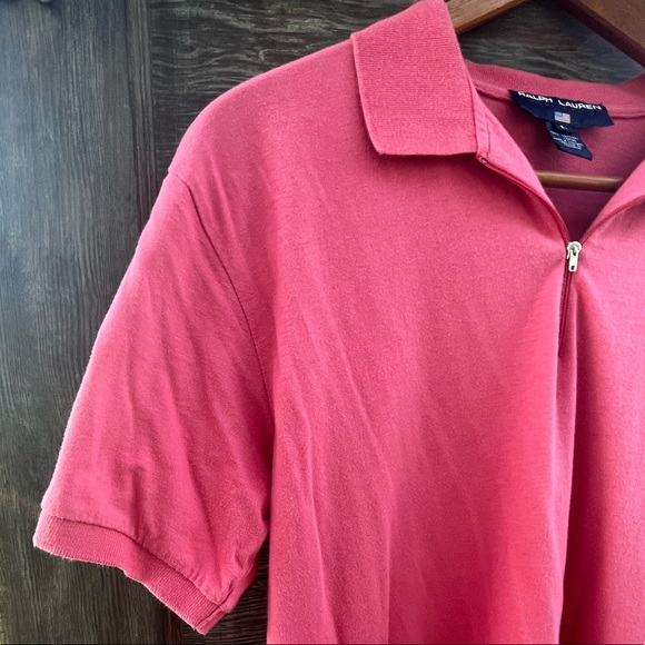 Ralph Lauren Blue Label Short Sleeve Polo Shirt Zipper Neck, Pink |L - Picture 6 of 10